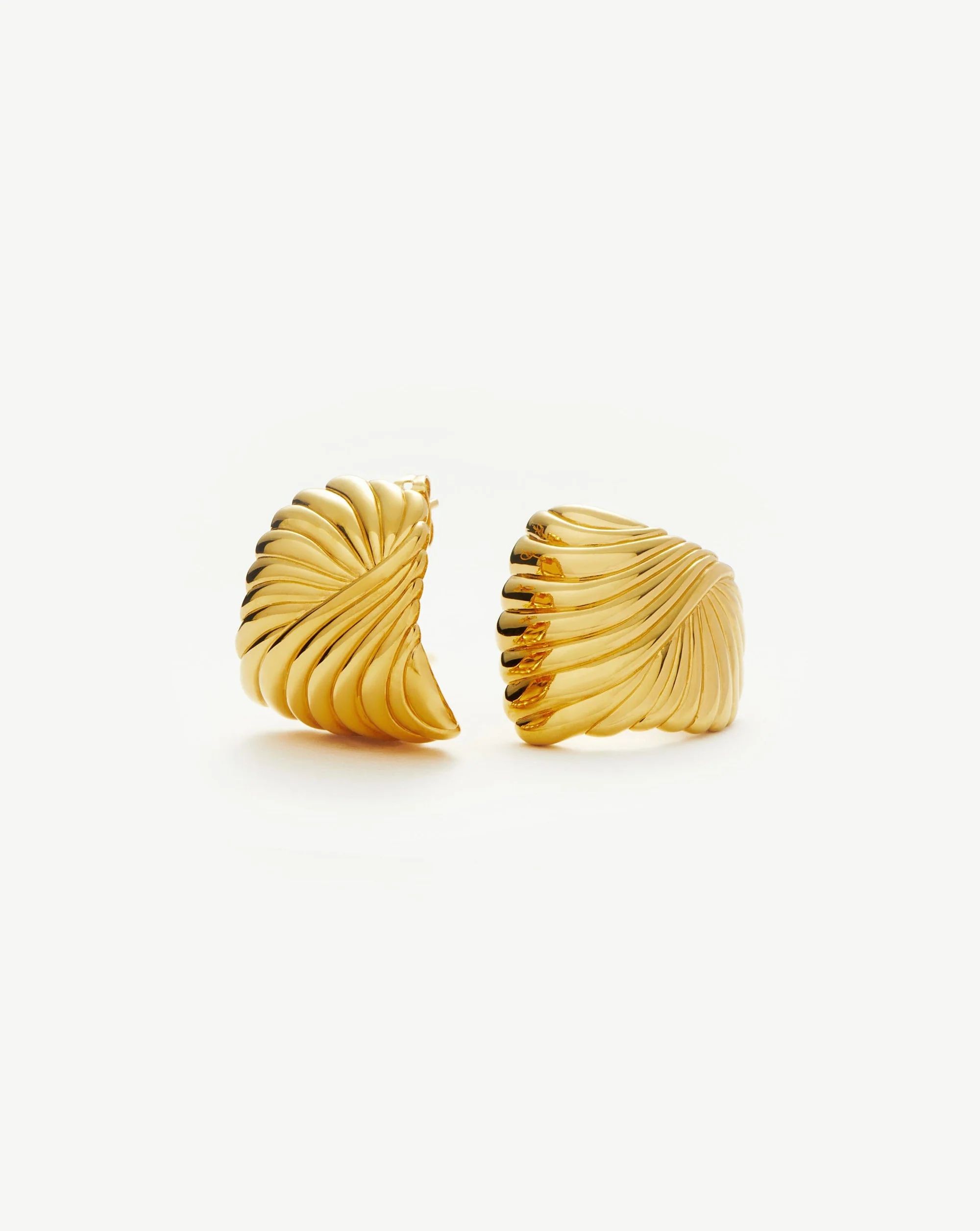 Ripple Oversized Stud Earrings | 18ct Gold Plated Earrings | MIssoma UK
