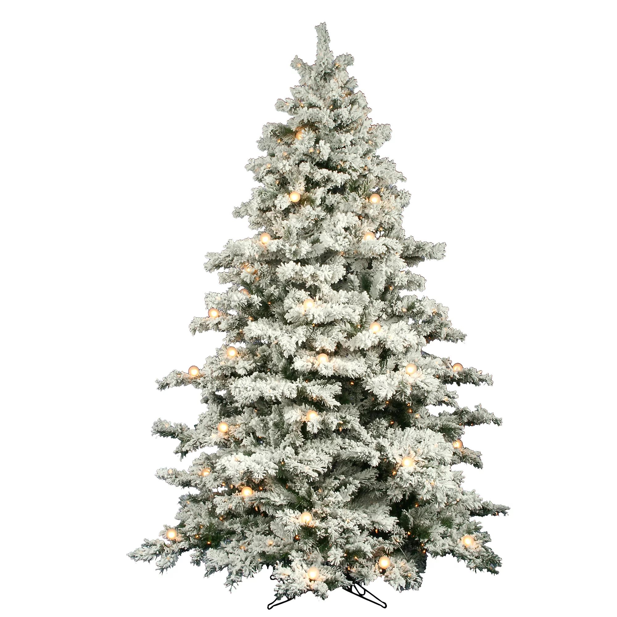 Vickerman Artificial Christmas Tree 9' x 73" Flocked Alaskan Dura-Lit 900 Clear Lights/G50 / 2)ct... | Walmart (US)