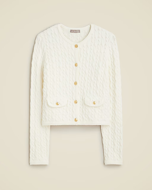 Odette cable-knit sweater lady jacket in cotton-blend bouclé | J. Crew US