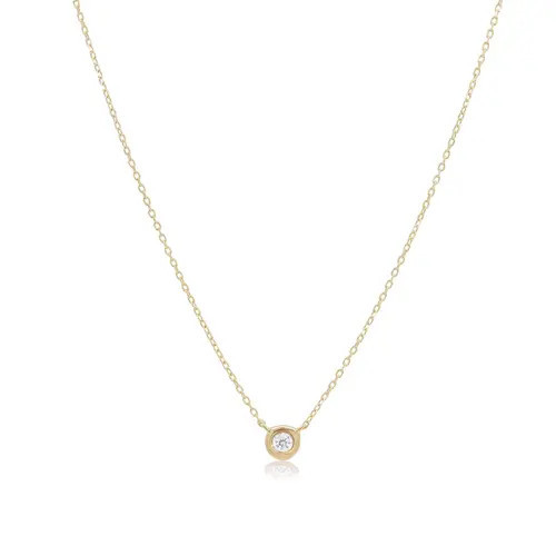 The Lovery Fine Jewelry Diamond Single Bezel Necklace in Yellow Gold at Nordstrom, Size Small | Nordstrom