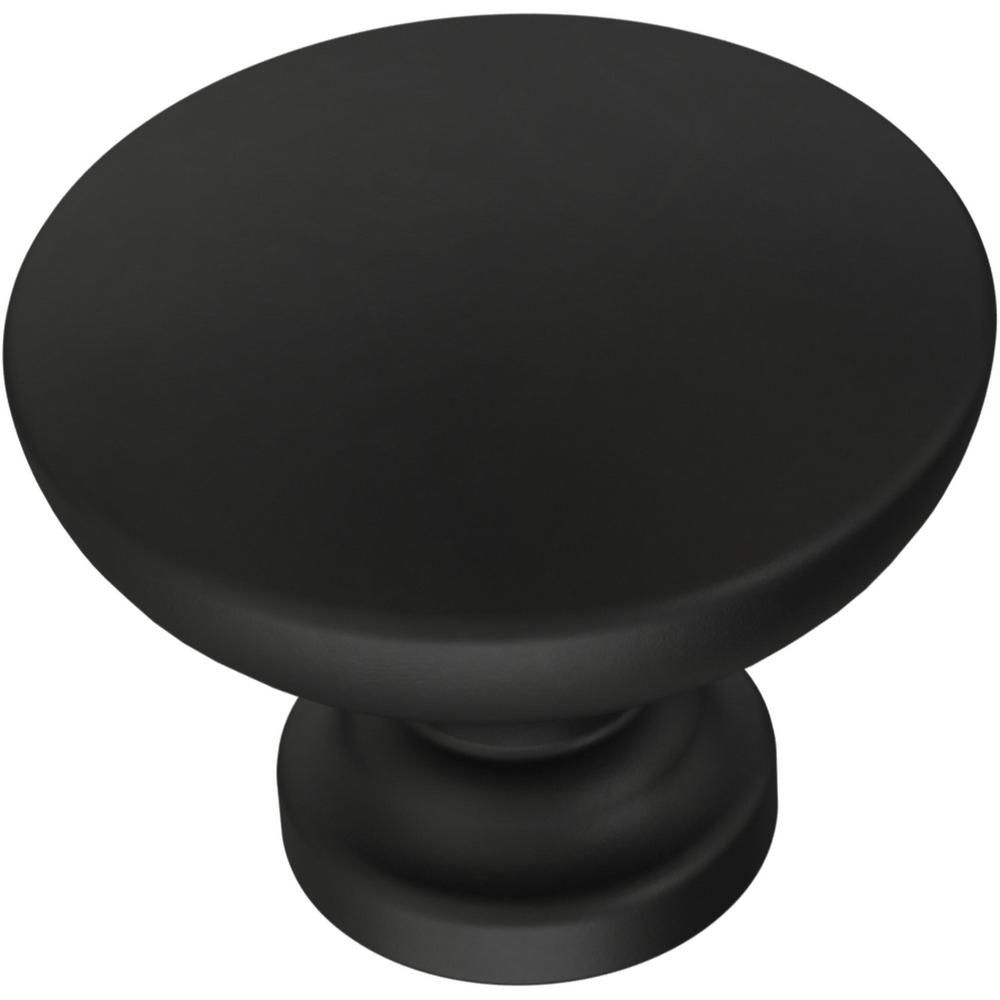 1-1/8 in. (29 mm) Matte Black Flat Top Round Cabinet Knob (10-Pack) | The Home Depot
