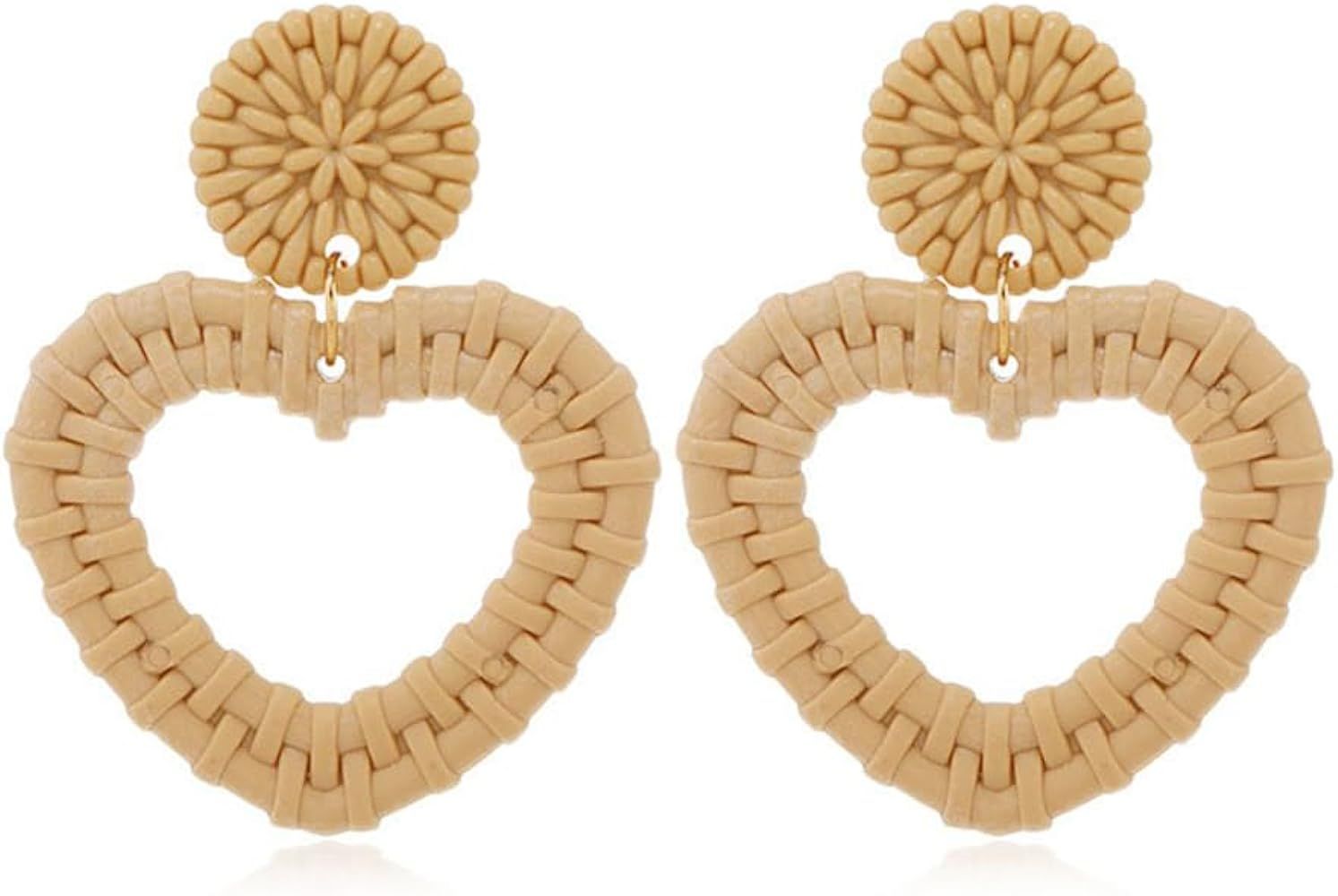 CHUNYANAN Boho Lightweight Geometric Statement Tassel Woven Rattan Earrings For Women Girls Handm... | Amazon (US)