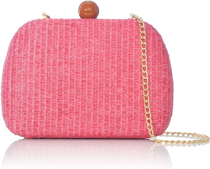 Womens Straw Clutch Bag Modern Evening Bag for Special Date and Beach Crossbody Bag | Amazon (US)