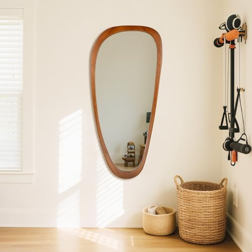 BOMINICA Full Length Irregular Wall Mirror, 48" x 22" Wooden Full Body Dressing Mirror Wall Mount... | Amazon (US)