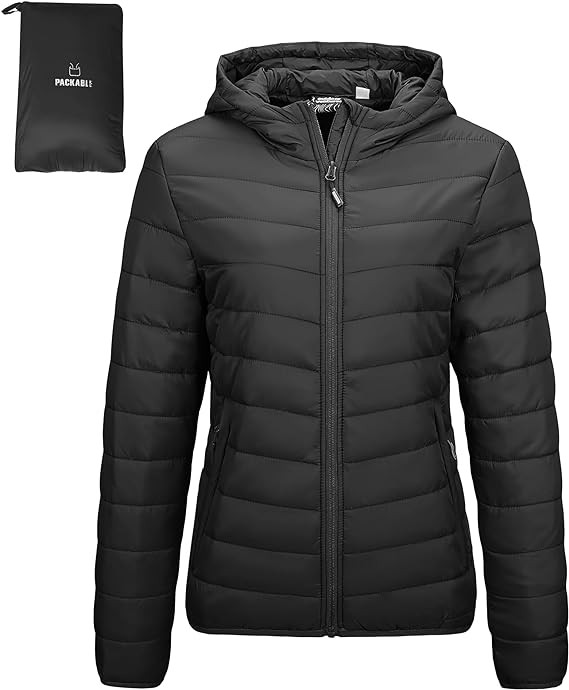 Outdoor Ventures Women's Packable Lightweight Full-Zip Puffer Jacket with Hood Quilted Winter Coa... | Amazon (US)