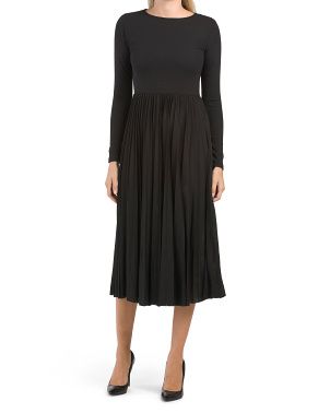 Long Sleeve Dress With Pleated Skirt | TJ Maxx