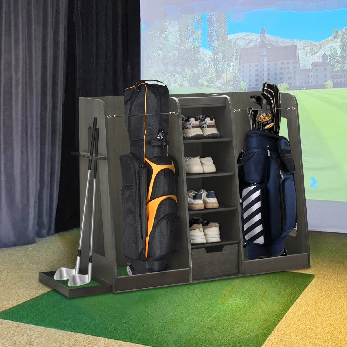 Golf Organizer Premium Wooden Golf Bag Organizer and Storage Rack | Wayfair North America