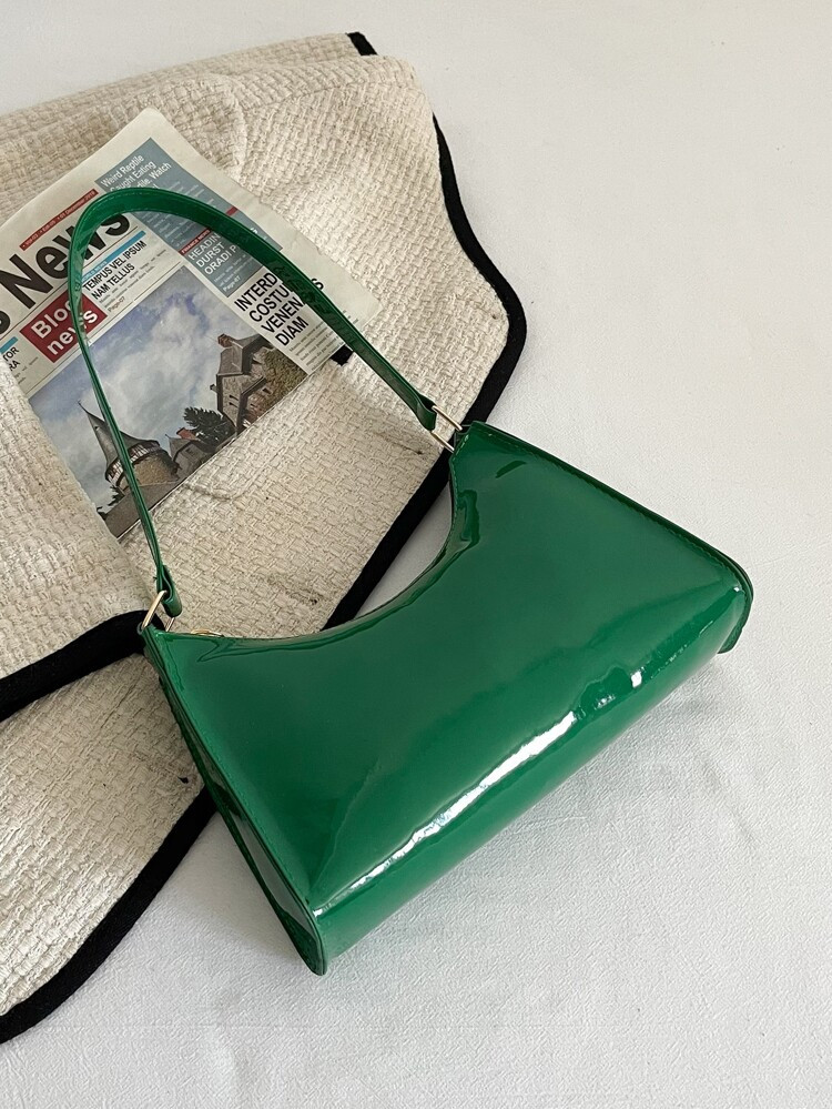 Artificial Patent Leather Baguette Bag | SHEIN