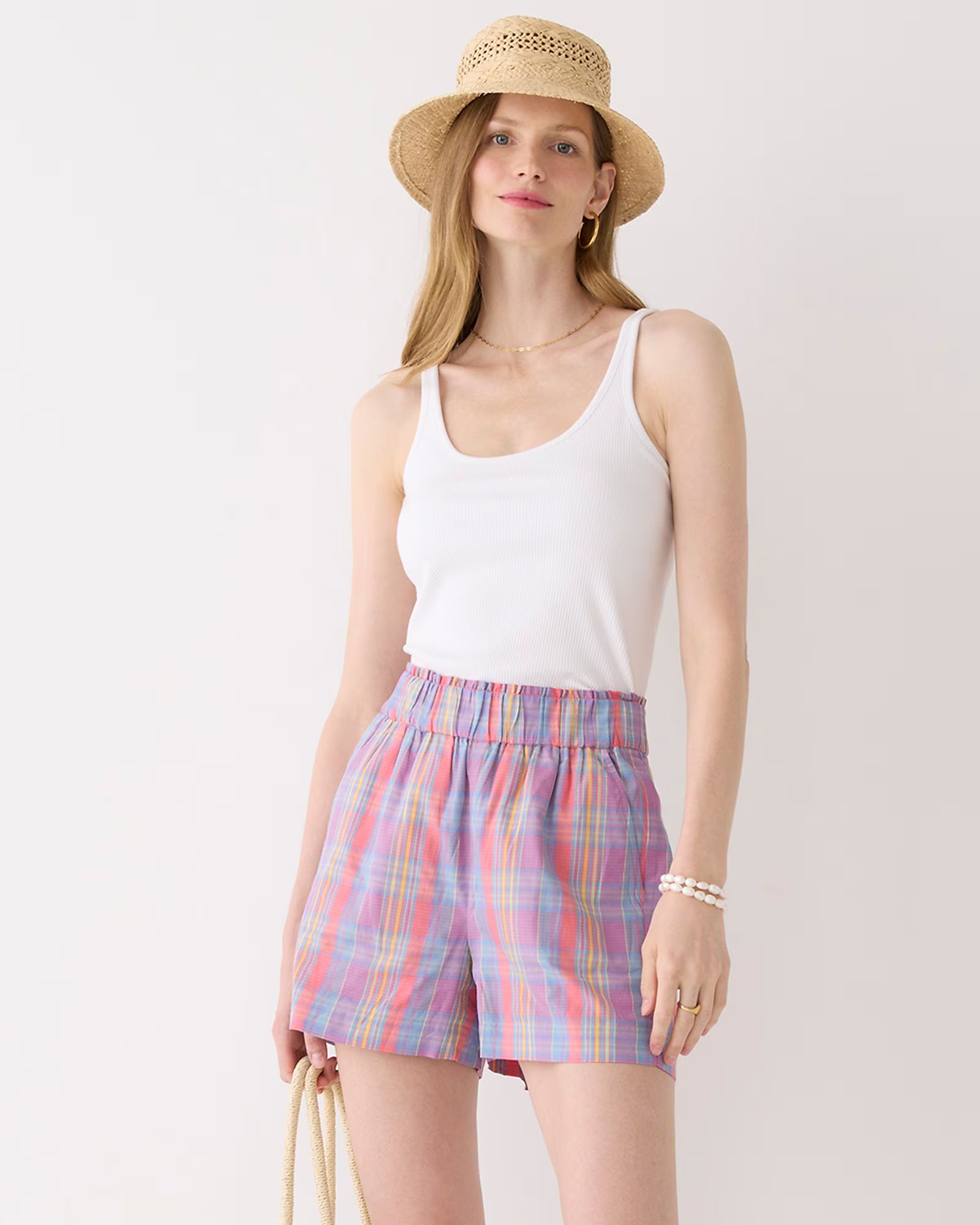 Pull-on short in sunset plaid | J.Crew US