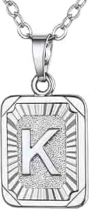 U7 Monogram Necklace A-Z 26 Letters Pendants 18K Gold/Platinum Plated Square Tiny Initial Necklac... | Amazon (US)