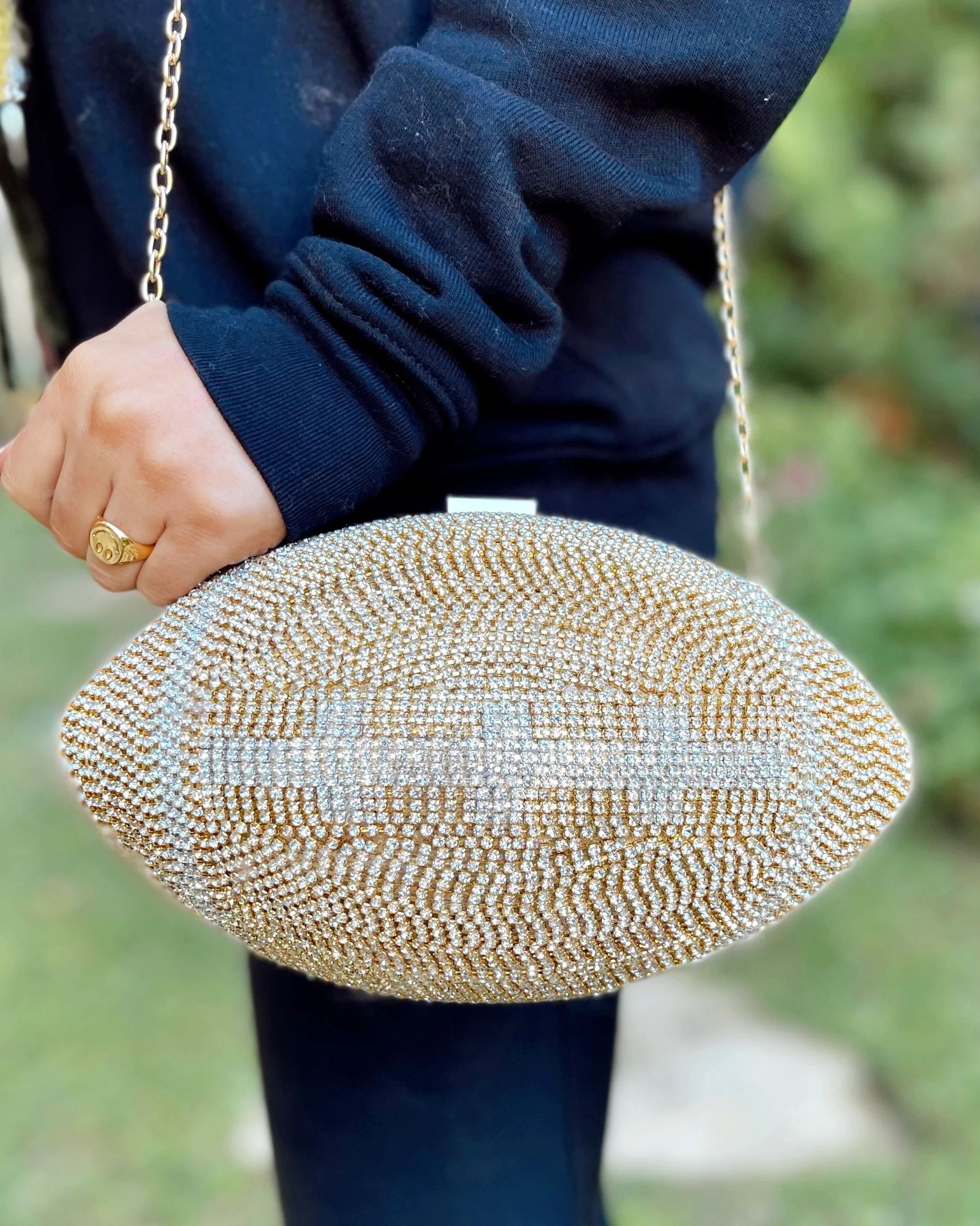 Gold Crystal Football Purse | Live Love Gameday®