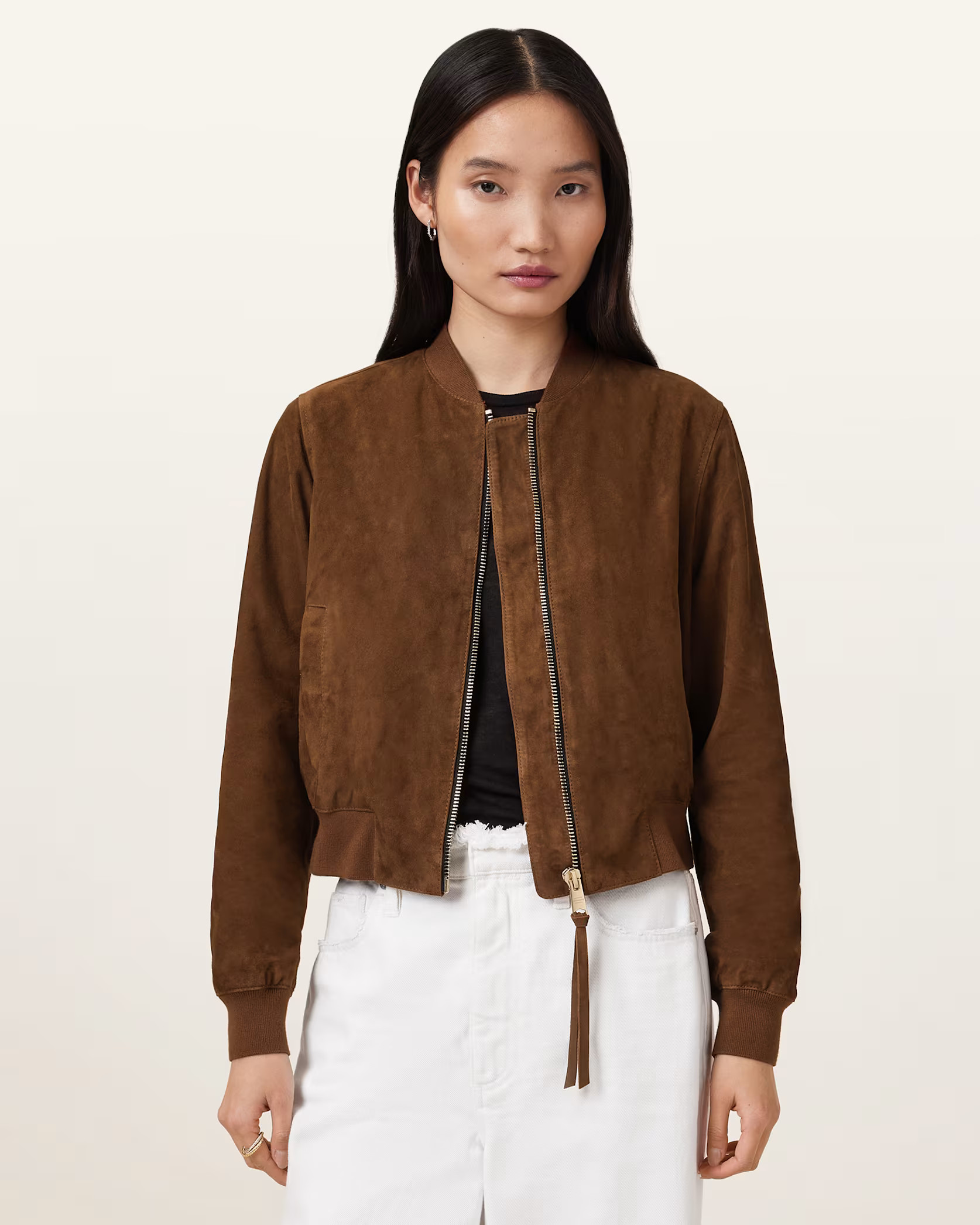 Orten Suede Bomber Jacket COGNAC BROWN | ALLSAINTS US | AllSaints US