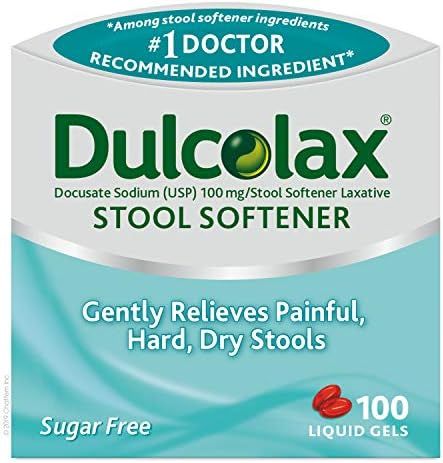 Dulcolax Gentle Relief Stool Softener Laxative, Docusate Sodium, 100mg Liquid Gel Tablets, Regular,  | Amazon (US)