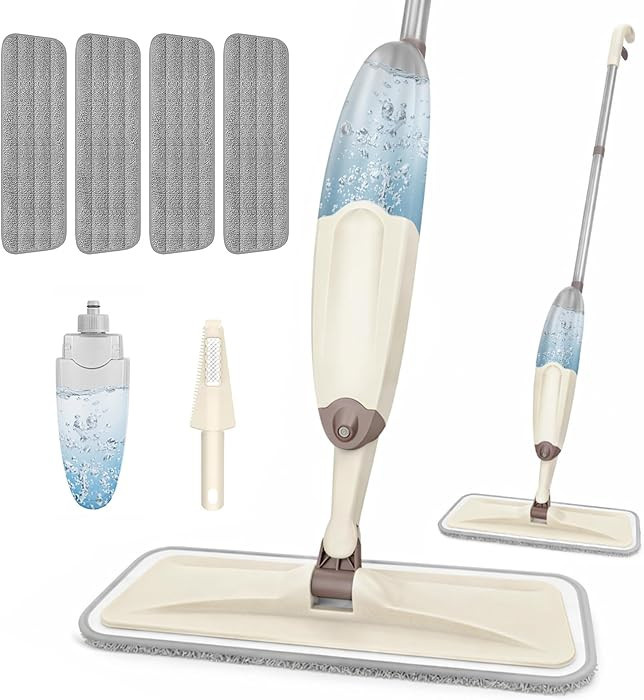 HOMTOYOU Wet Mop for Floor Cleaning: Microfiber Spray Mop with 4 Washable Pads for Cleaning Home ... | Amazon (US)