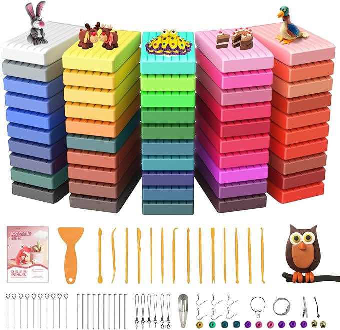 Polymer Oven-Bake Clay 50 Color Starter Kits, Modeling Sculpting Clay with Sculpting Tools, Acces... | Amazon (US)
