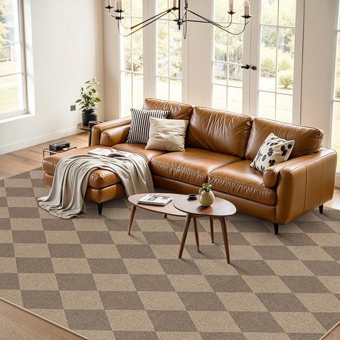 Lahome Checkered Easy Jute Rug 8x10, Washable Rugs for Living Room Dining Room Farmhouse Indoor O... | Amazon (US)