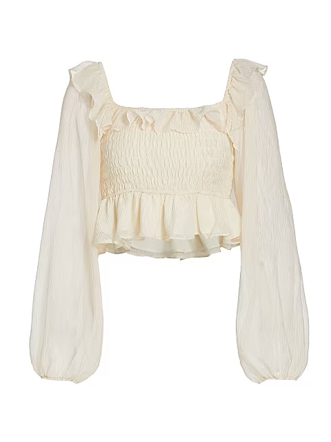 Cropped Smocked Ruffle Top | Saks Fifth Avenue