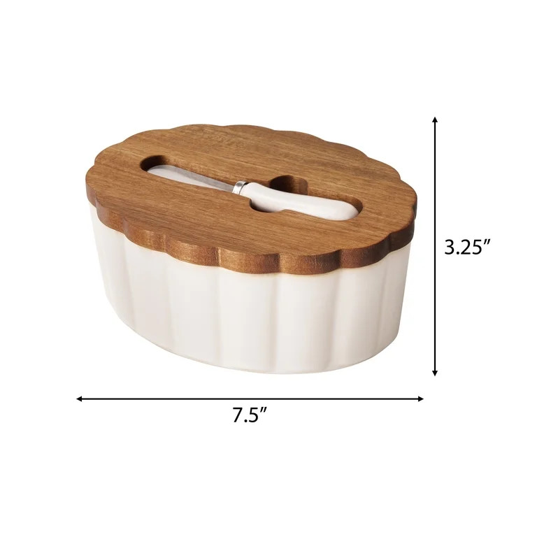 The Pioneer Woman Colette Stoneware Butter Dish, White | Walmart (US)
