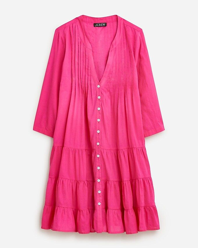 Button-front tiered cover-up dress in cotton voile | J.Crew US