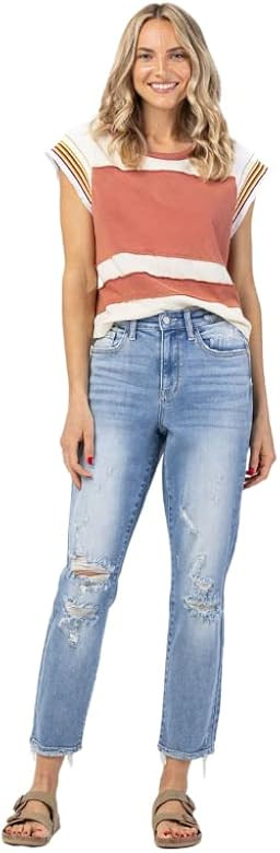 Judy Blue Hi-Rise 90s Slim Straight Leg Jeans - 82391 (13) Blue | Amazon (US)