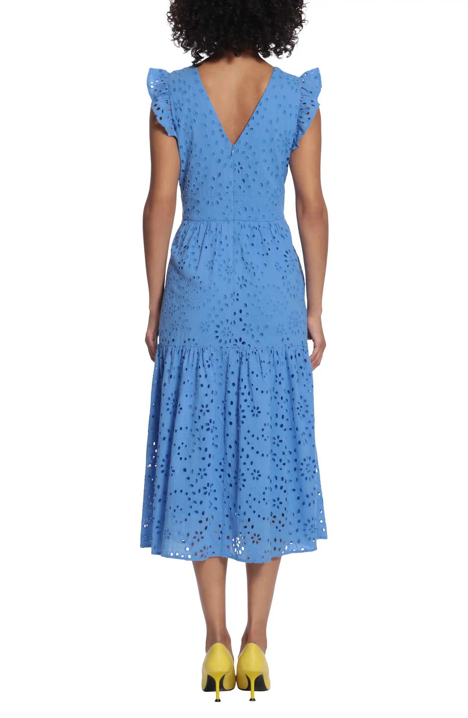 Cotton Eyelet Tiered Midi Dress | Nordstrom