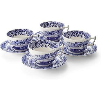 Spode Blue Italian Teacup and Saucer, Set of 4 | Amazon (US)
