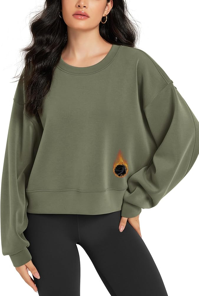 ODODOS Modal Soft Long Sleeve Cropped Sweatshirts for Women Oversized Crew Neck Pullover Crop Top | Amazon (US)
