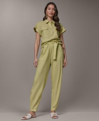 Donna Karan New York Womens Cap Sleeve Shirt Pleated Pant With Wide Cuff Detail | Macy's