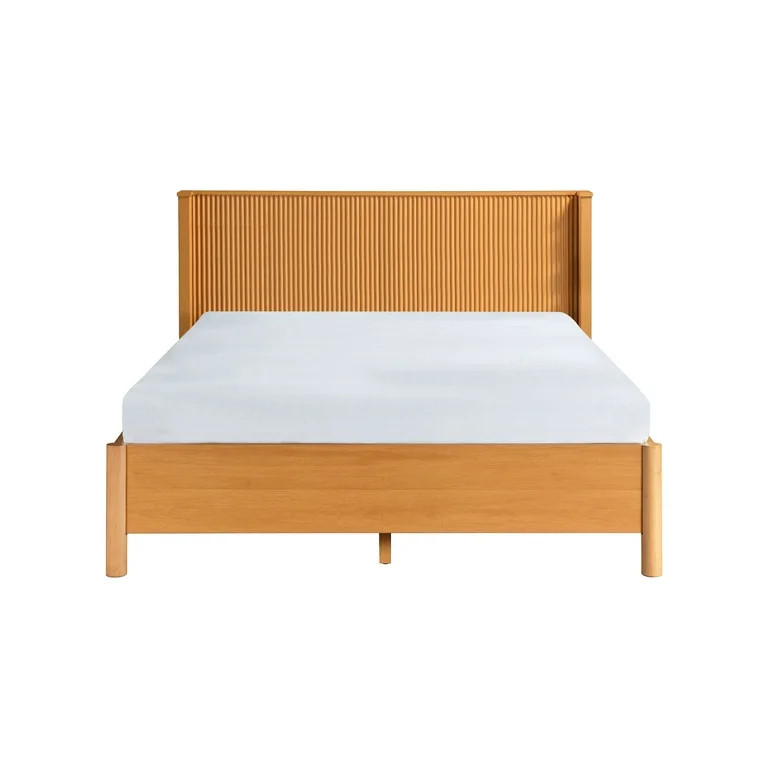 Beautiful Wrap Me Up Fluted Queen Bed by Drew Barrymore, Warm Honey Finish | Walmart (US)