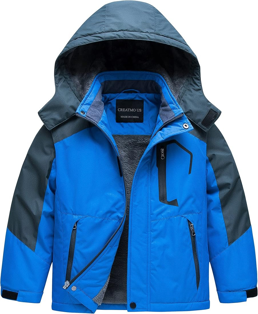 CREATMO US Boy's Waterproof Ski Jacket Warm Winter Snow Coat Windproof Snowboarding Rain Jacket | Amazon (US)