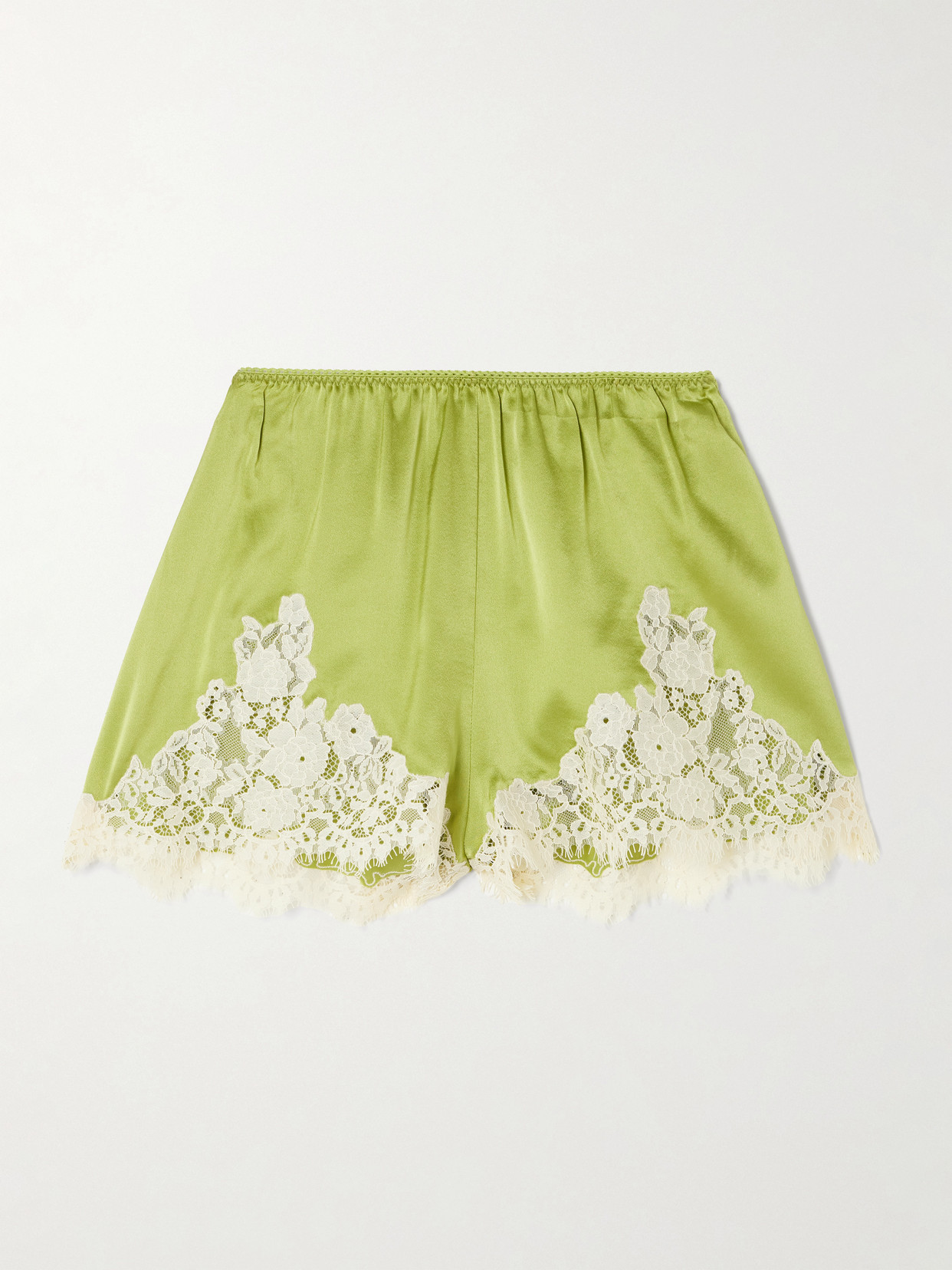 DÔEN - Iona Lace-trimmed Silk-satin Shorts - Green | NET-A-PORTER (US)