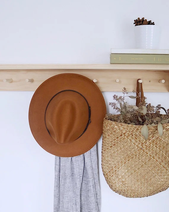 Wooden Peg Rail with Shelf / Wooden Peg Rack / Wooden Shelf | Etsy | Etsy (US)