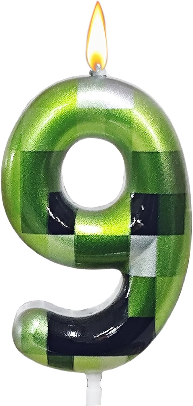Pixel Birthday Cake Candle - Vibrant Green - Retro Video Game Themed - Ideal for Pixel Game Party... | Amazon (US)