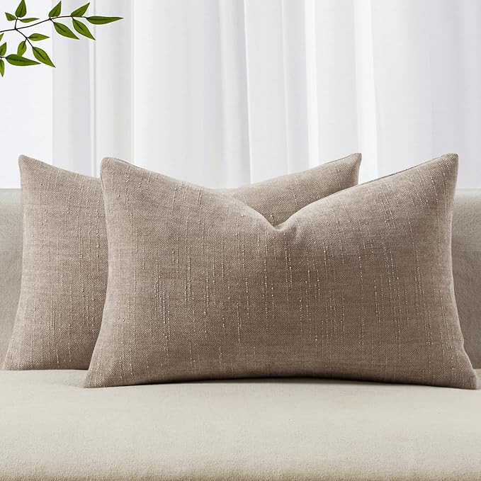 MIULEE Pack of 2 Decorative Throw Pillow Covers Soft Chenille Lumbar Accent Throw Pillows Solid T... | Amazon (US)