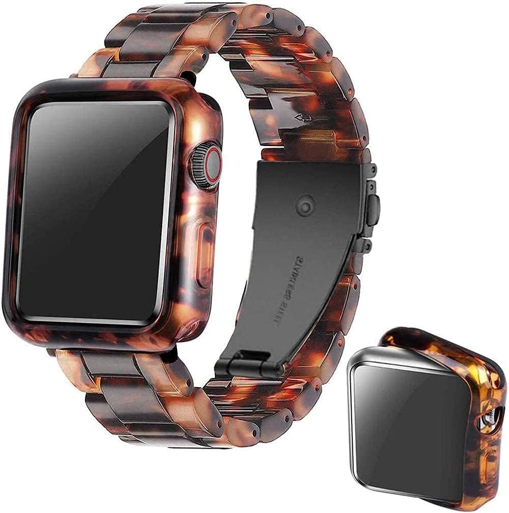 Omter Band with Case Compatible with Apple Watch 44mm 42mm 40mm 38mm, Women Men Fashion Resin Ban... | Amazon (US)