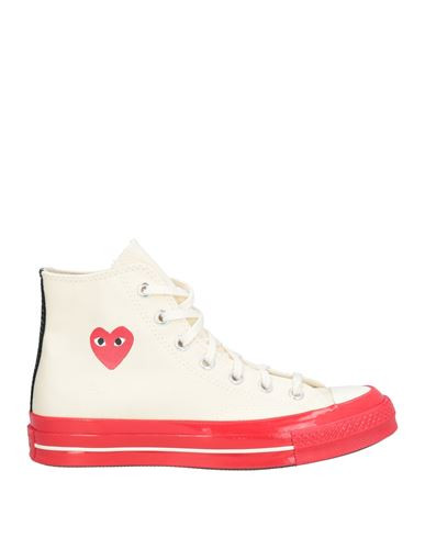 Converse X Comme Des Garçons Play Woman Sneakers Off white Size 7.5 Textile fibers | YOOX (US)