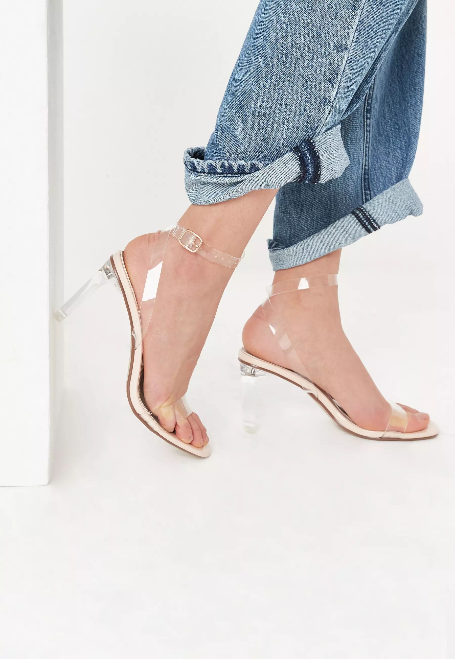 Nude Clear Perspex Mid Illusion Heel Sandals | Missguided (UK & IE)