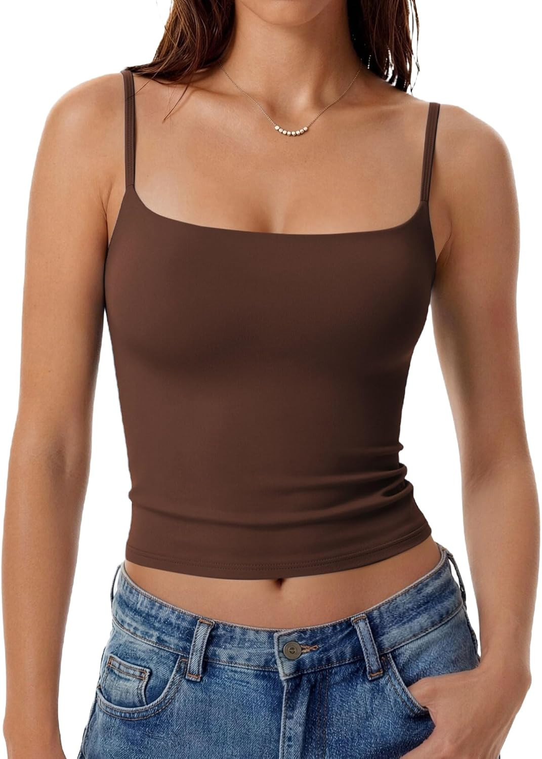 Avidlove Tank Tops for Women Square Neck Spaghetti Strap Double Lined Y2K Going Out Camisole Top | Amazon (US)