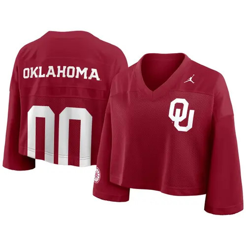 Women's Jordan Brand Crimson Oklahoma Sooners Cropped Mesh Dri-FIT Fashion Jersey at Nordstrom, Size Large | Nordstrom