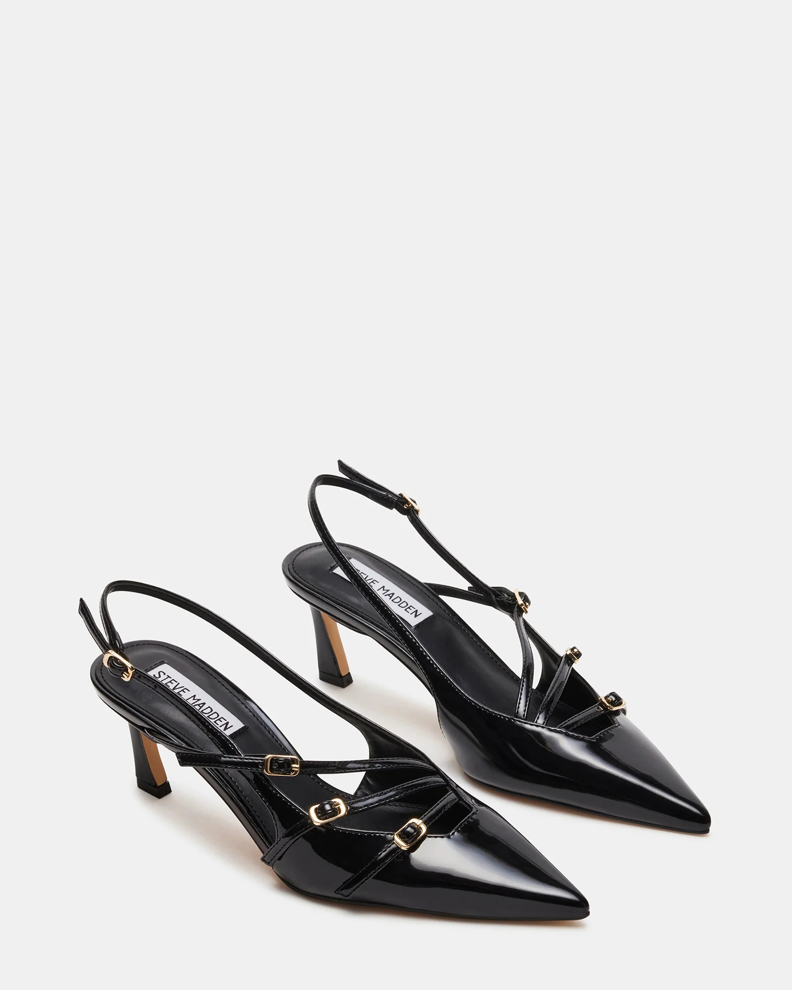LIANA Black Patent Women's Slingback Pointed-Toe Low Heel | Steve Madden (US)