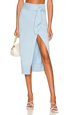 Camila Coelho Mimmi Wrap Skirt in Dusty Blue from Revolve.com | Revolve Clothing (Global)