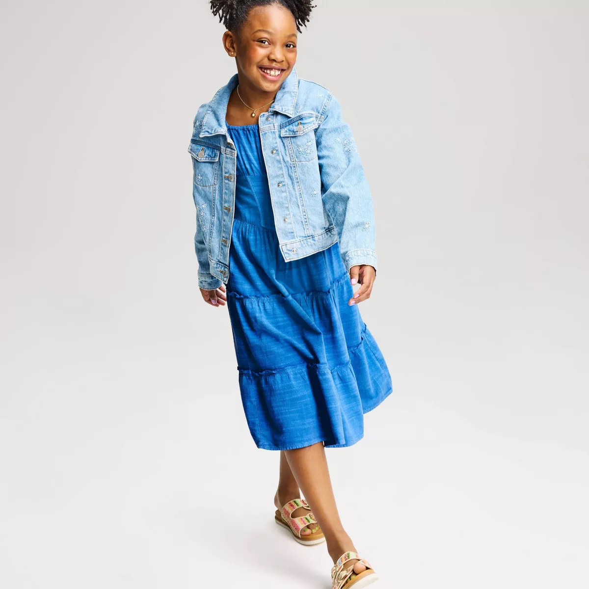 Girls' Midi A-Line Dress - Cat & Jack™ Indigo L | Target