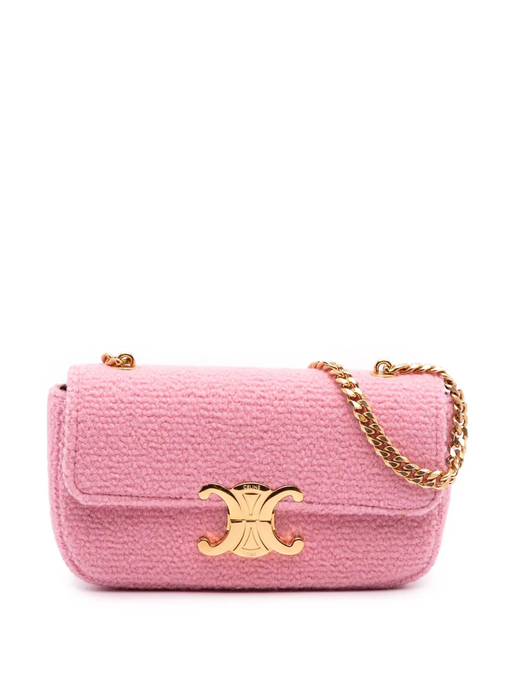 Celine Pre-Owned 2022 Tweed Claude Chain shoulder bag - Pink | Farfetch Global