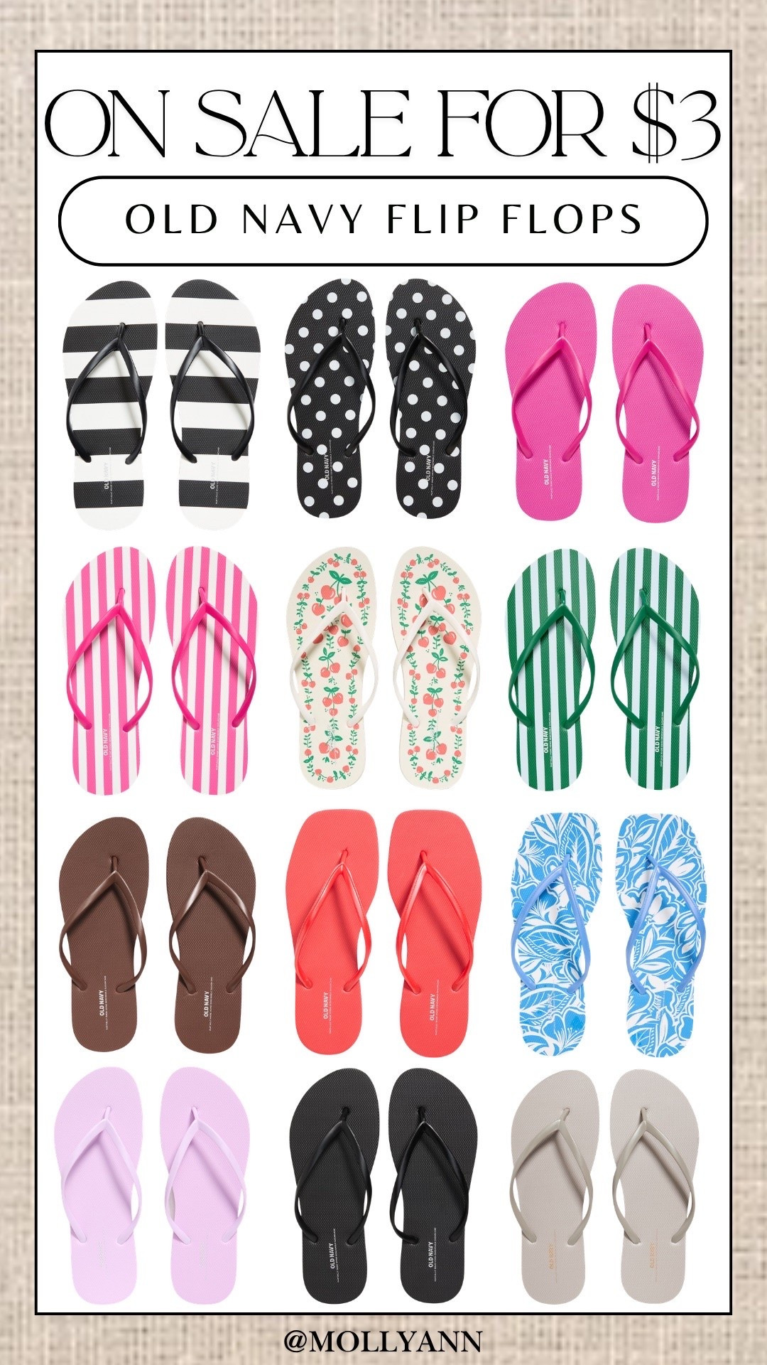 Old Navy flip flops on sale for under $3!! I'm obsessed with all of these for summer

#LTKOver40 #LTKTravel #LTKSaleAlert