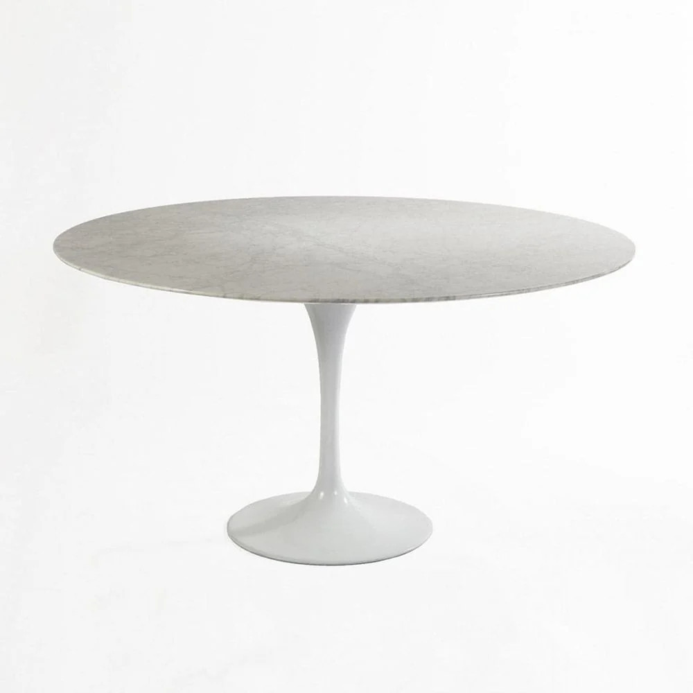 Carrara Marble Pedestal Tulip Dining Table - Round | France and Son
