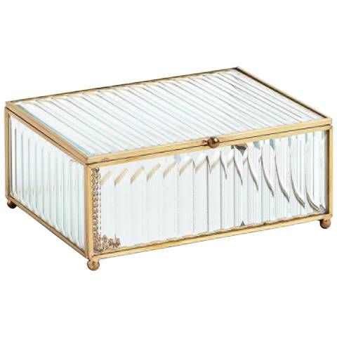 Reeded Glass 7" Wide Clear Decorative Box - #84R90 | Lamps Plus | Lamps Plus