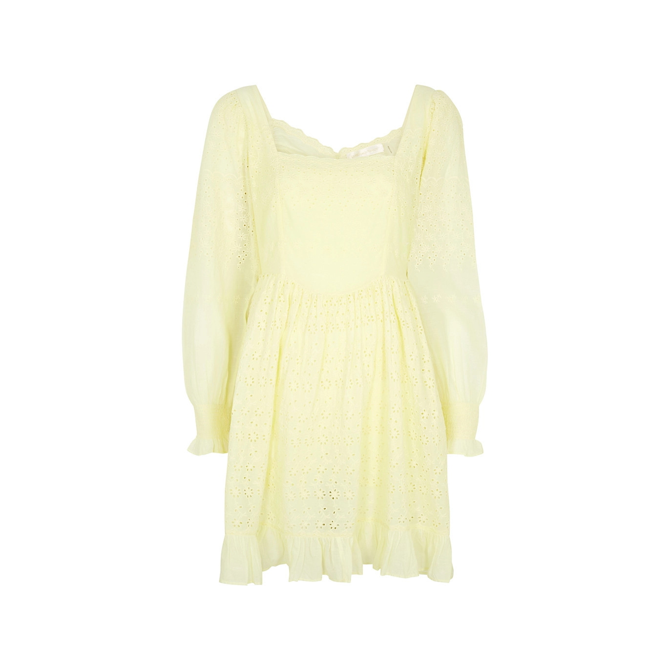 LoveShackFancy Preslina Broderie-anglaise Cotton Mini Dress - Yellow - 4 | Harvey Nichols (Global)