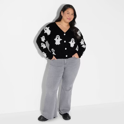 Women's Ghost Graphic Cardigan - Black | Target