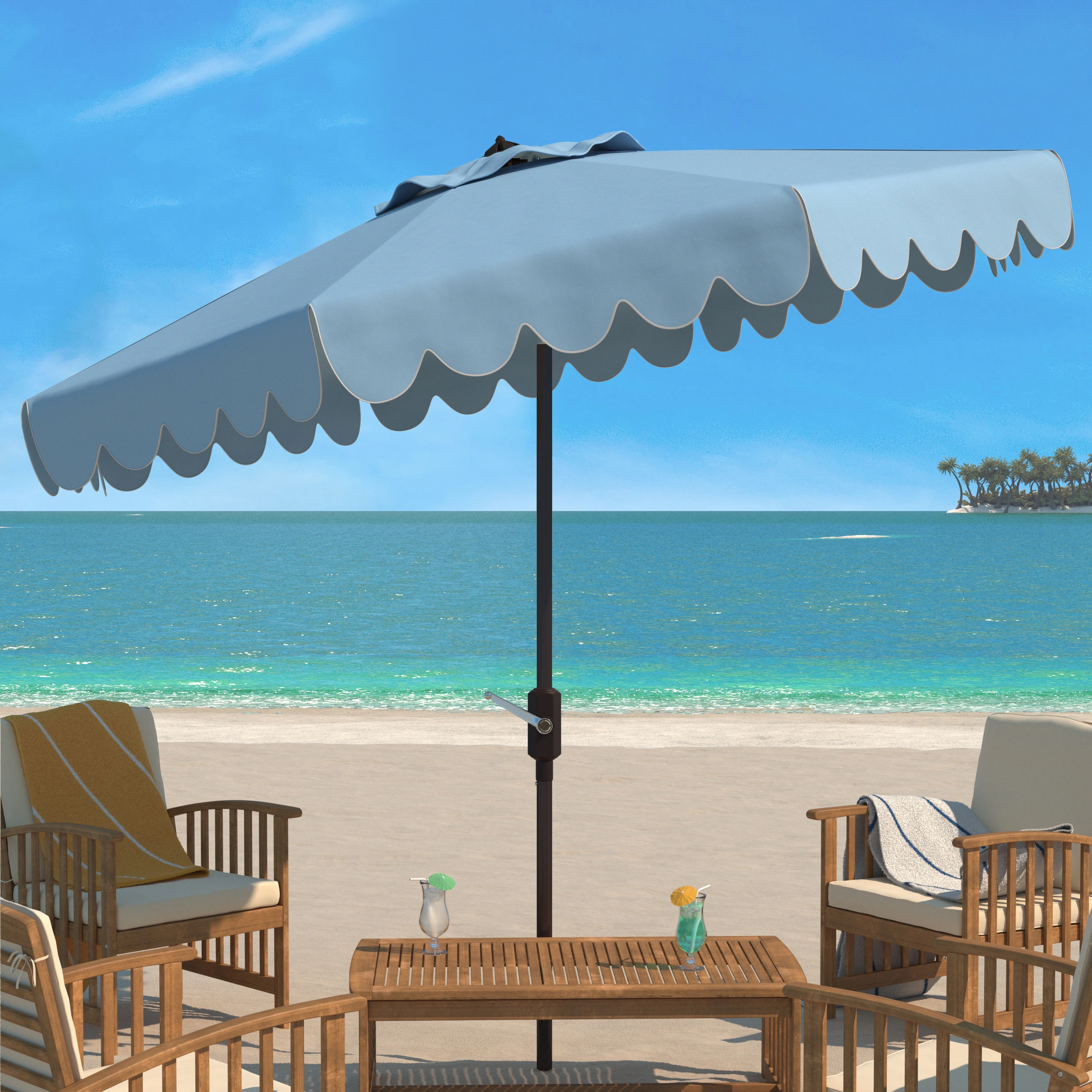 SAFAVIEH Antonije 9-Foot Crank Outdoor Umbrella - On Sale - Overstock - 40533426 | Overstock