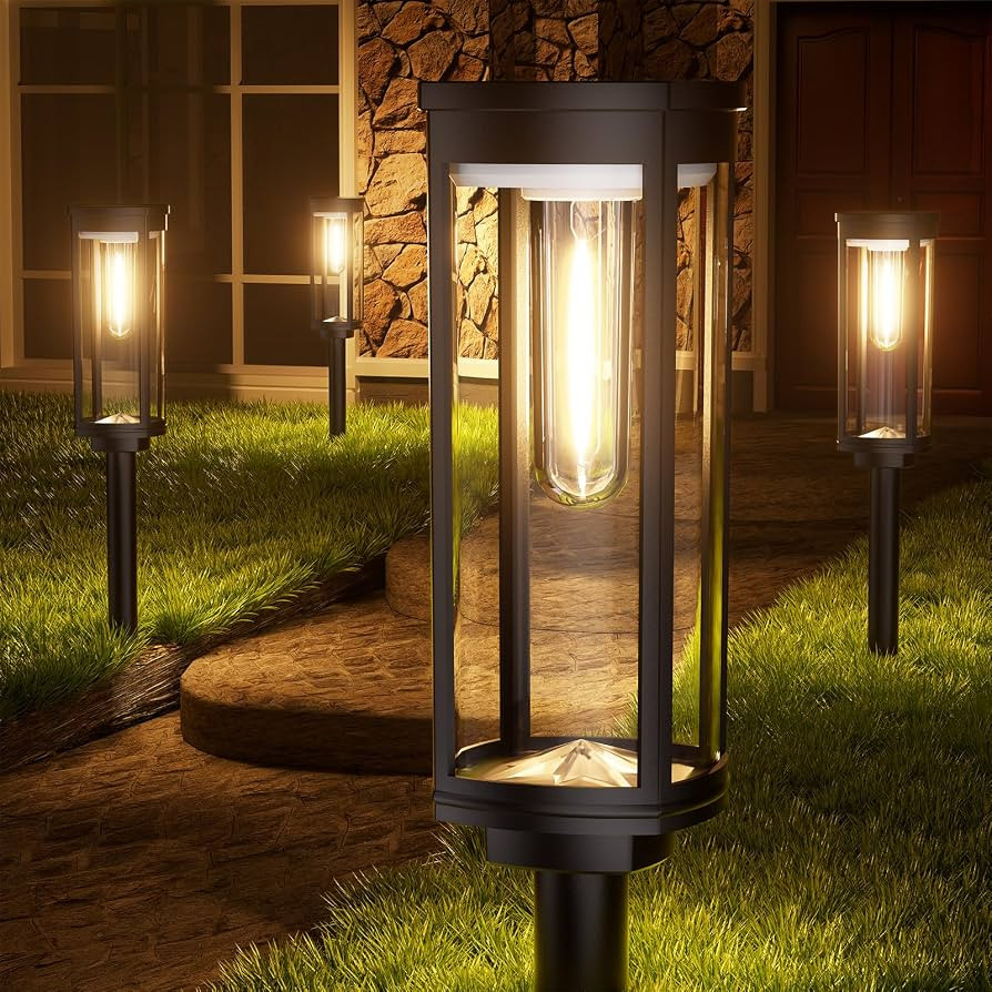 Solar Pathway Lights Outdoor Warm White 8-Pack Waterproof IP65, Auto On/Off Solar Powered Walkway... | Amazon (US)